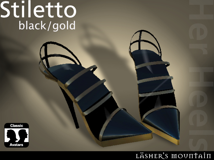 Black / Gold Classic STILETTO HEELS