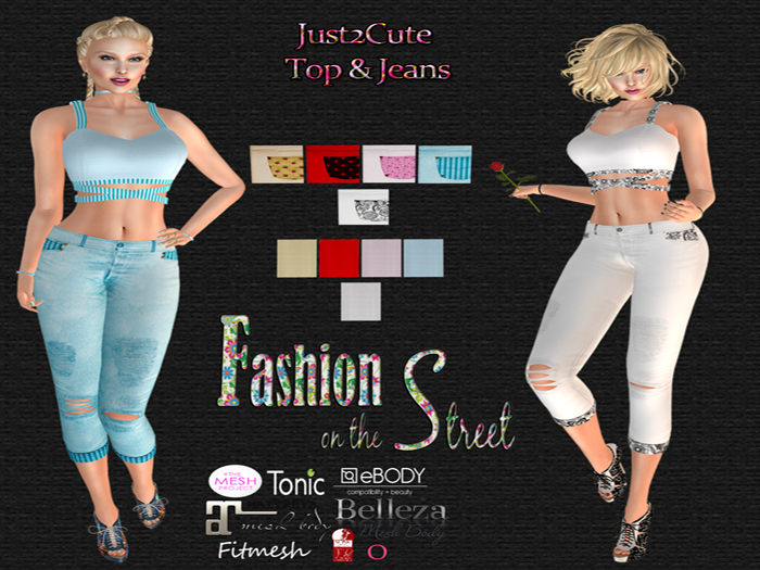 ..::JUST2CUTE TOP & TORN JEANS W/HUD::..