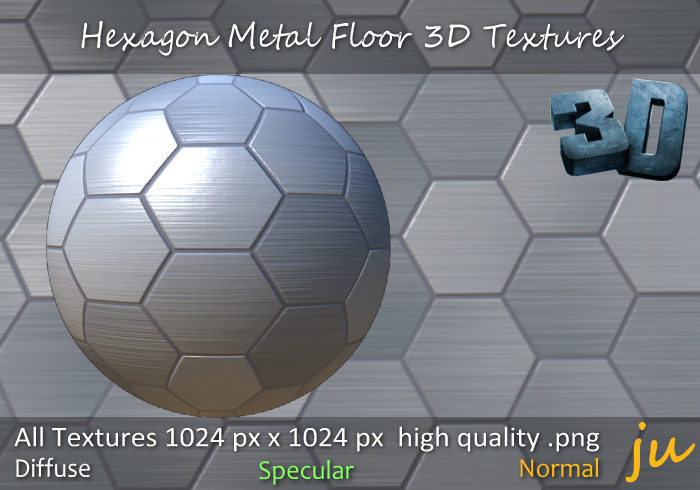 JU Hexagon Metal Floor 3D Textures Full Perm