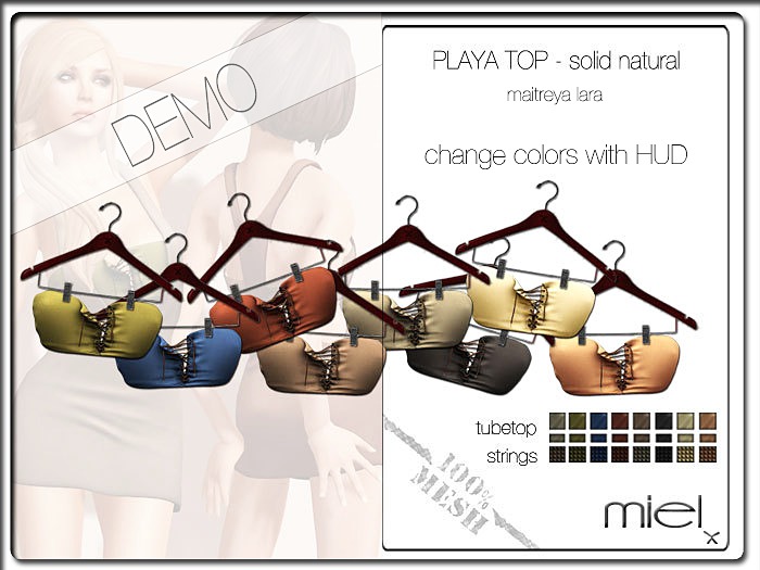 MIEL PLAYA TOP DEMO - solid natural (FITTED MESH)