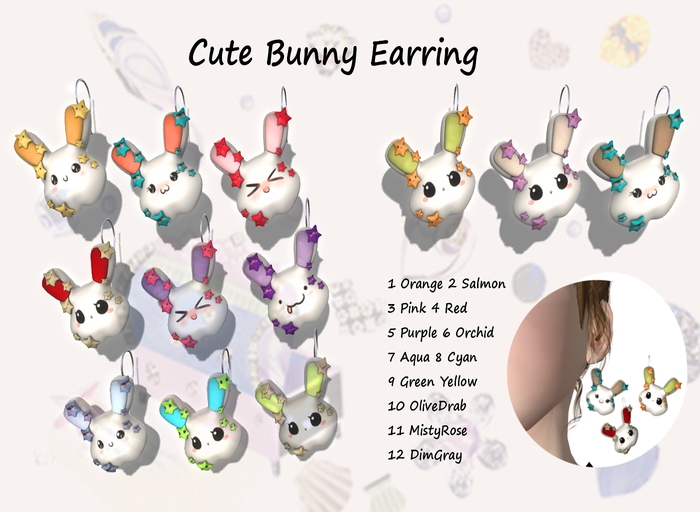 5 Cute Bunny Earrings Box