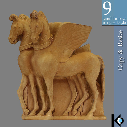 3D / Etruscan Winged horses Statue / 9 land impact