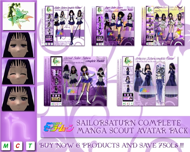 ♄  SAILORSATURN COMPLETE MANGA SCOUT AVATAR PACK  ♄