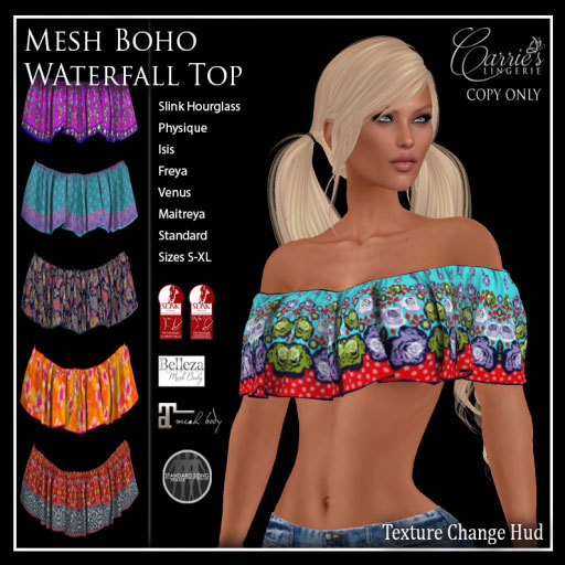 CB~Mesh Boho Waterfall Top