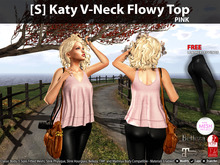[S] Katy V-Neck Flowy Top Pink