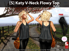 [S] Katy V-Neck Flowy Top Black