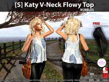 [S] Katy V-Neck Flowy Top Bubbles