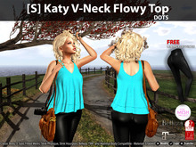 [S] Katy V-Neck Flowy Top Dots