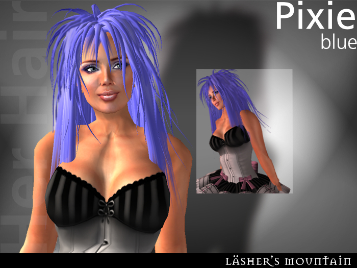 PIXIE Long Spikey Topped BLUE HAIR