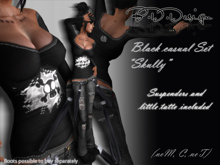 .::B.D.D::. Black casual set"skully"