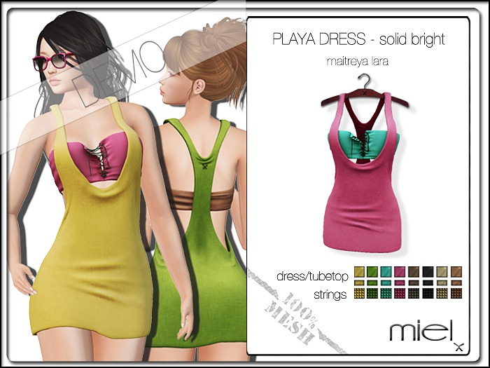 MIEL PLAYA DRESS DEMO - solid bright (FITTED MESH)