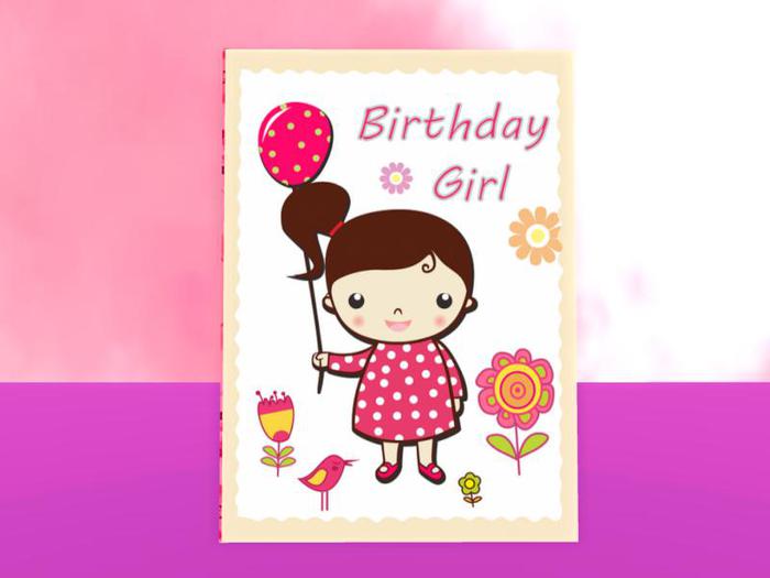 MagDilly, Birthday Girl With Balloon Card