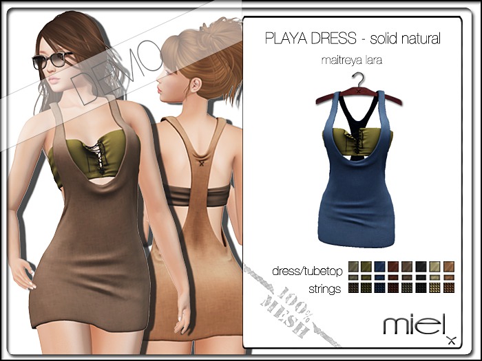 MIEL PLAYA DRESS DEMO - solid natural (FITTED MESH)