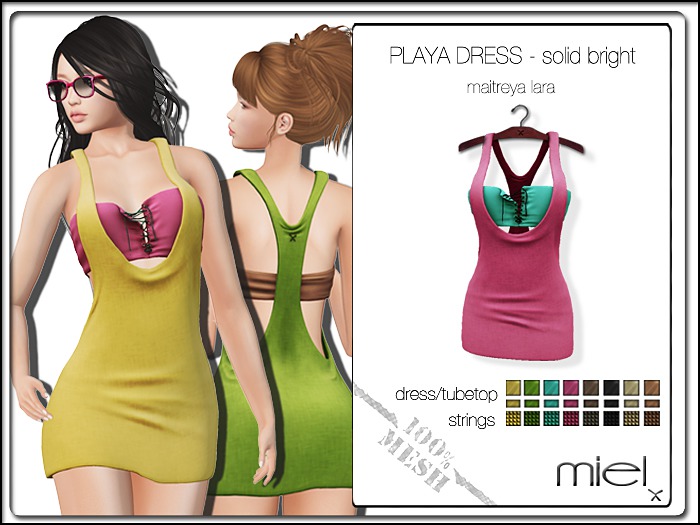MIEL PLAYA DRESS - solid bright (FITTED MESH)