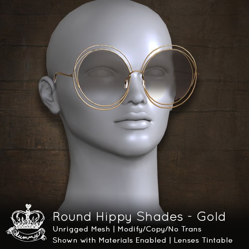 (Yummy) Round Hippy Shades -  Gold