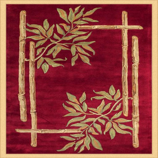 Asian Rug -Bamboo red