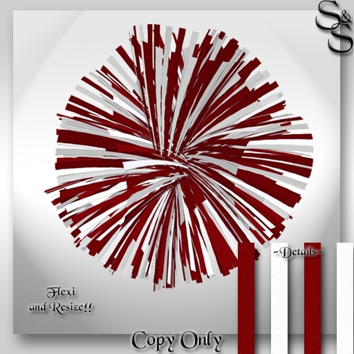 S&S Dark Red and White pompoms