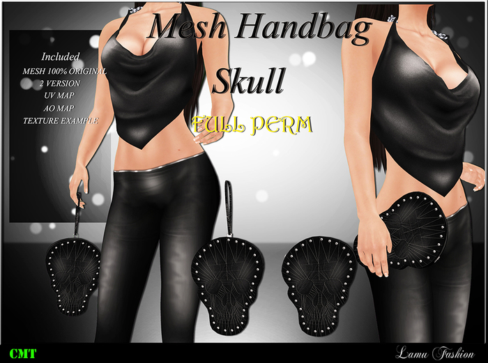 -Lamu Fashion-Mesh Handbag Skull FULL PERM