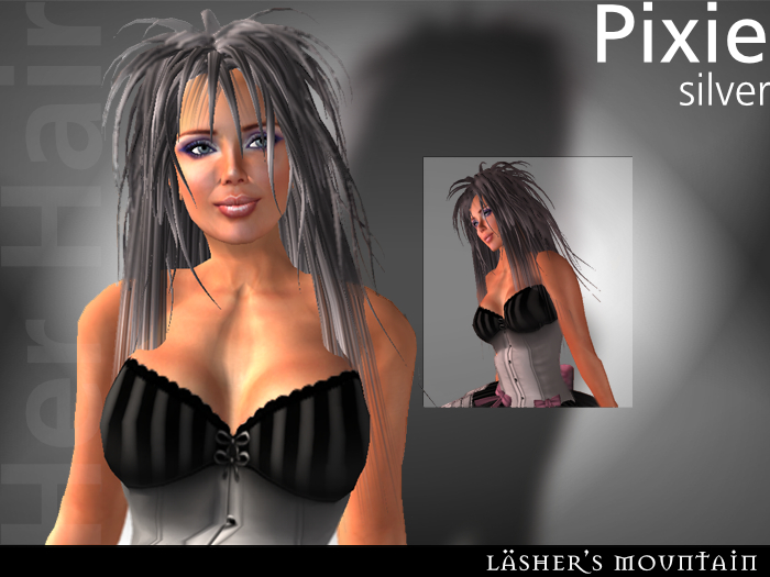 PIXIE Long Spikey Topped SILVER GREY HAIR