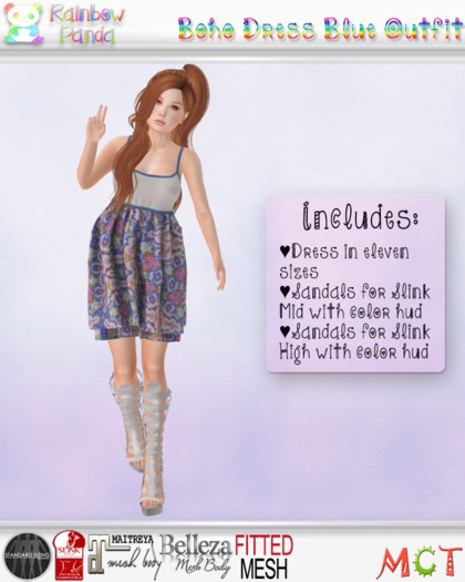 .:Rainbow Panda:. Boho Dress Blue