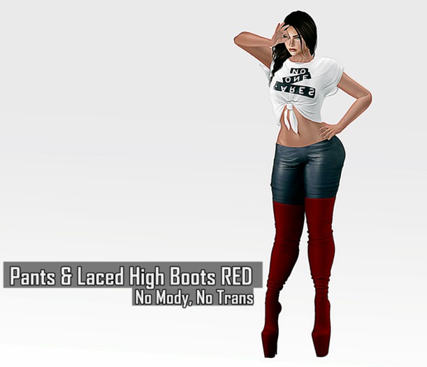 :.:CR:.: Things Pants & Laced High Boots RED