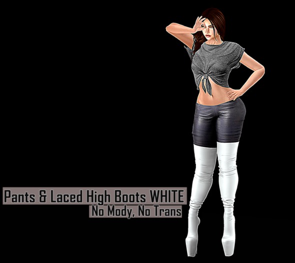 :.:CR:.: Things Pants & Laced High Boots WHITE