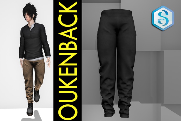 [OUKENBACK] Sm. Black Pants [ Signature ]
