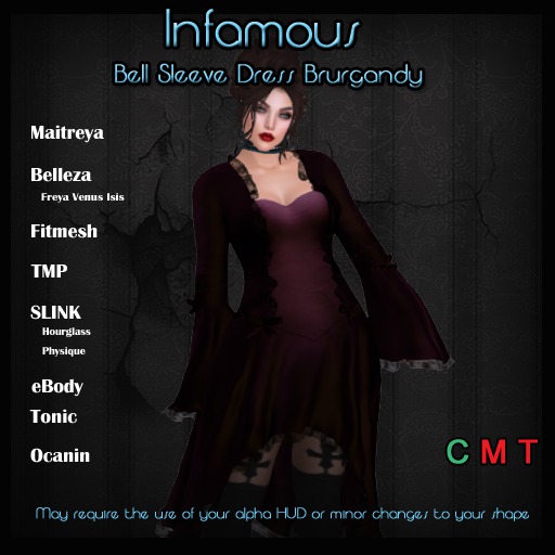[I] Bellsleeve Dress Burgandy