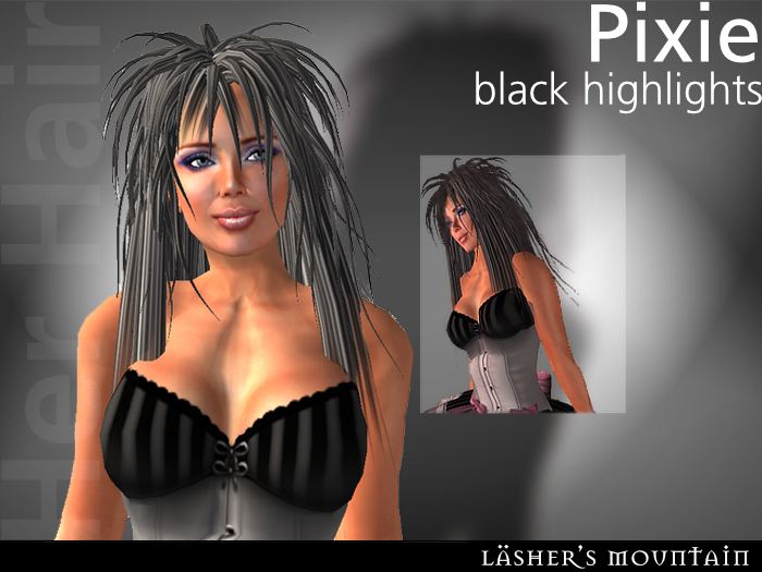 PIXIE Long Spikey Topped Black Tipped HAIR