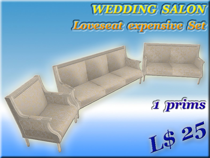 Second Life Marketplace WEDDING SALON Loveseat expensive Set (Full perm)
