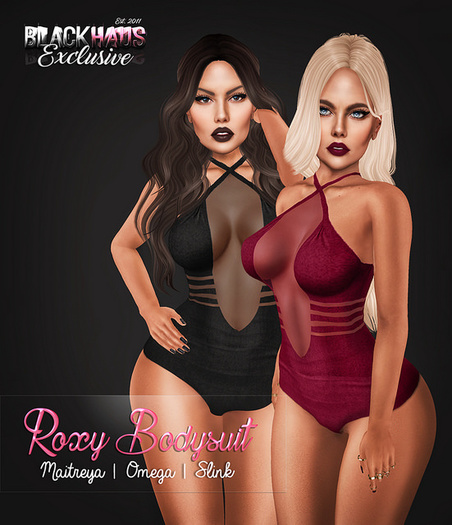 BLACK HAUS - Roxy Bodysuit Black w/ appliers SLINK, MAITREYA, OMEGA