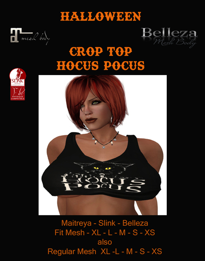 Halloween "Hocus Pocus" Crop Top Mesh ff
