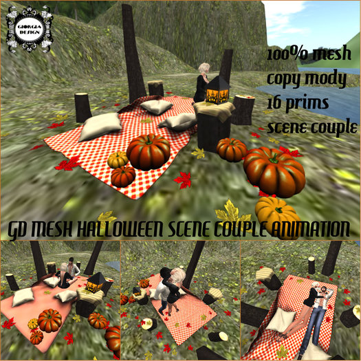 GD MESH HALLOWEEN SCENE COUPLE ANIMATION