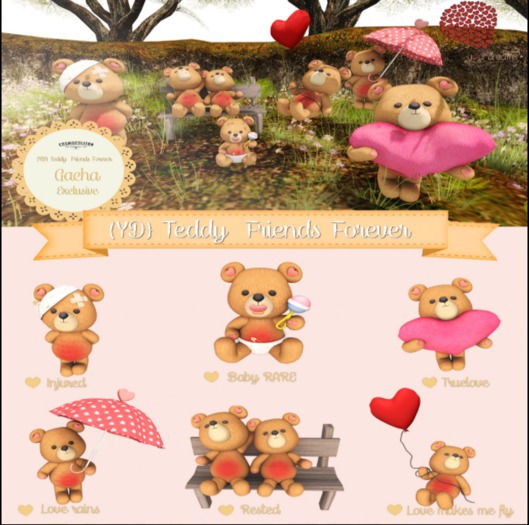 {YD} Teddy  Friends Forever - Baby RARE