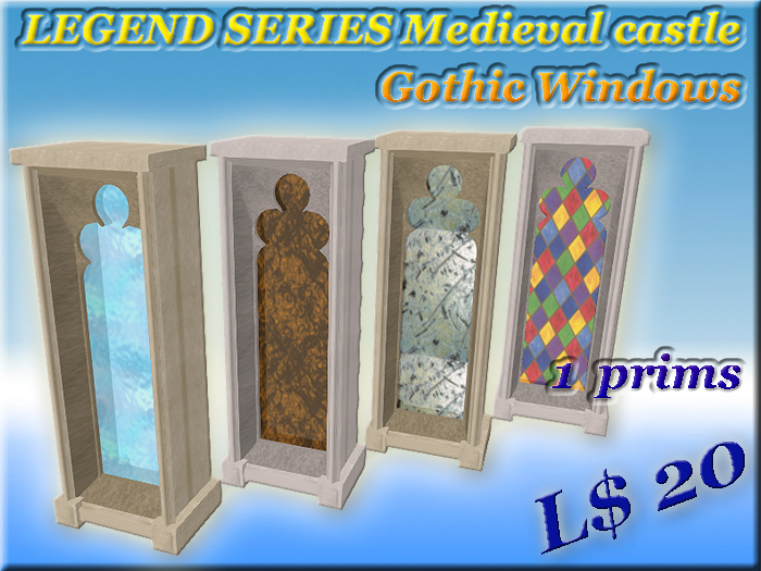LEGEND SERIES Medieval castle Gothic Windows (1 prim)