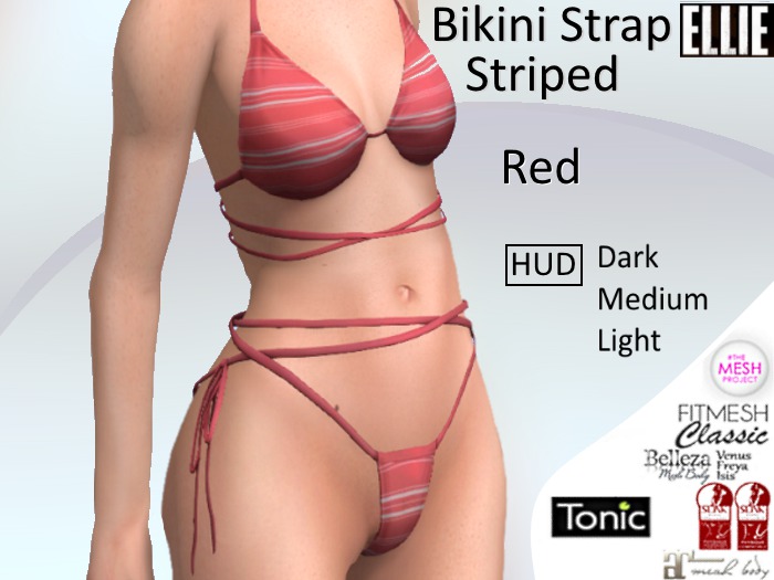 ELLIE Bikini Strap Striped Red