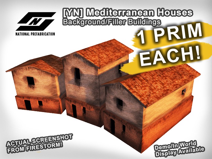 ![YN] 1LI Mediterranean Buildings, Backgroud Filler House Set