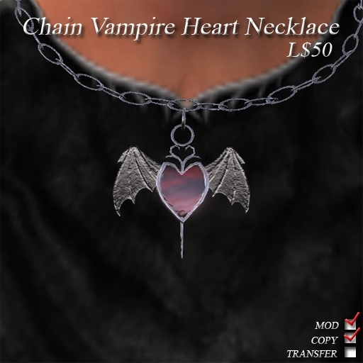 Chain Vampire Heart Necklace