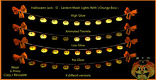 Halloween Jack- O- lantern  Mesh Lights ( with Orange Bows )