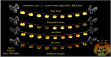 Halloween Jack- O- lantern  Mesh Lights ( with Black  Bows )