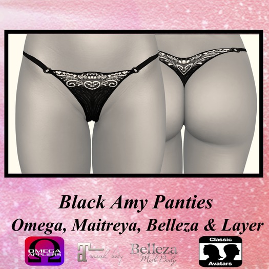 Black Amy Panties Applier (Maitreya, Belleza, Omega, BOM Layer)