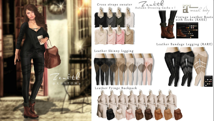 =Zenith=Leather Fringe Backpack (Milk)