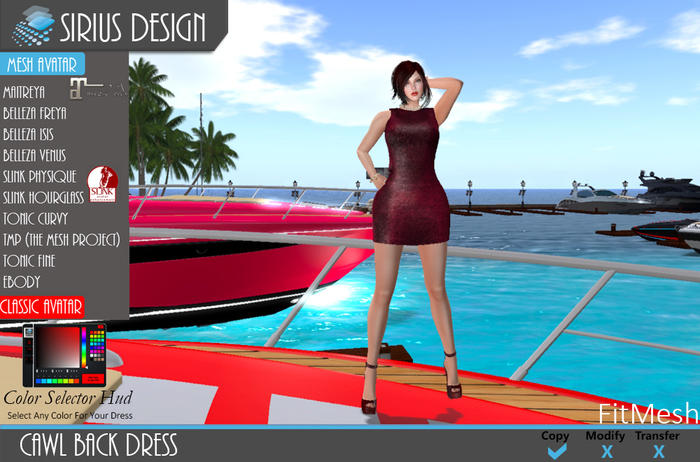 Sirius Design Cowl Back Dress Boxed