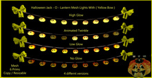Halloween Jack- O- lantern  Mesh Lights ( with Yellow Bows )