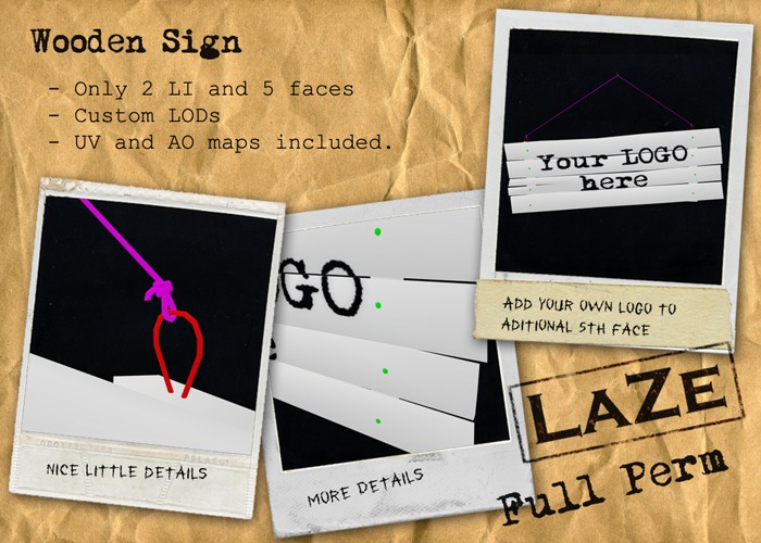 [LaZe] - Wooden Sign - full perm