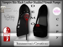 DEMO PACKAGE-Vampire Bite Black Leather Studded Fitmesh Pumps