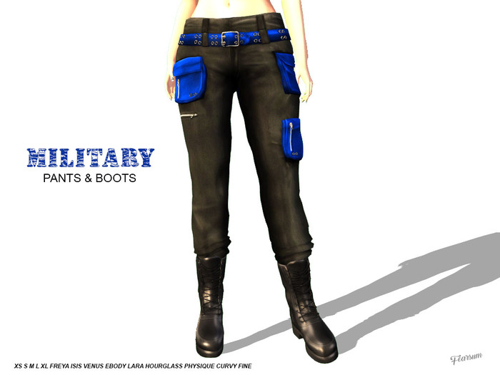 [F] Military Pants - Blue - Fitmesh