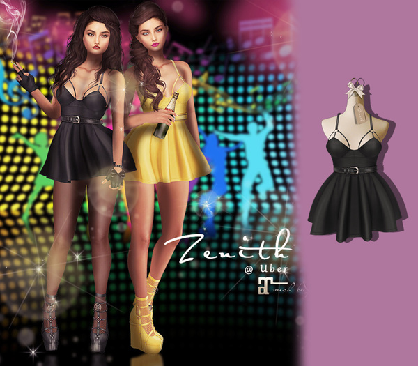 =Zenith=Belt Top & Skirt (Black) -Maitreya