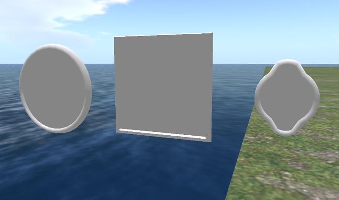 3 mesh mirrorlike shapes to put on a wall inside your builds