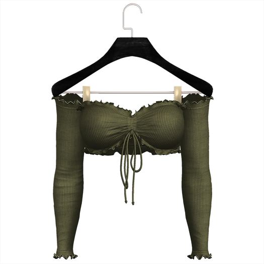 [Pumpkin] Ruffled Top -  Olive